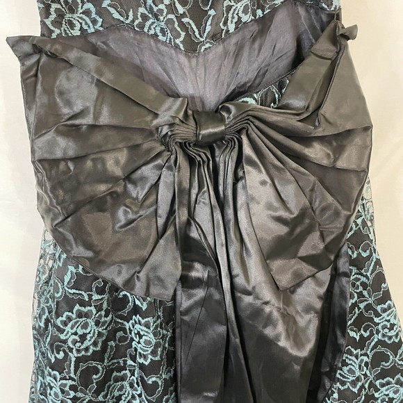 Gunne Sax by Jessica McClintock Black Floral Lace Gown Bow Small XS - Picture 10 of 11